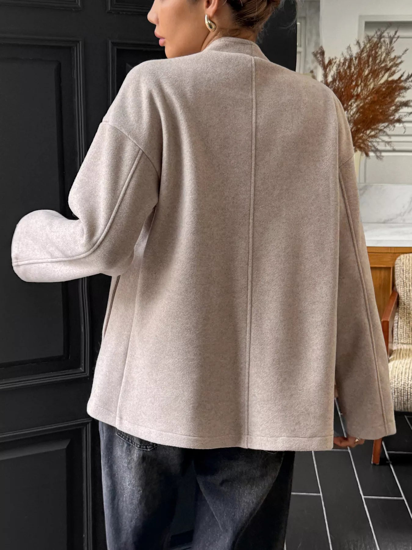 Curlyhaircode™ Open-Front Dropped-Shoulder Outerwear