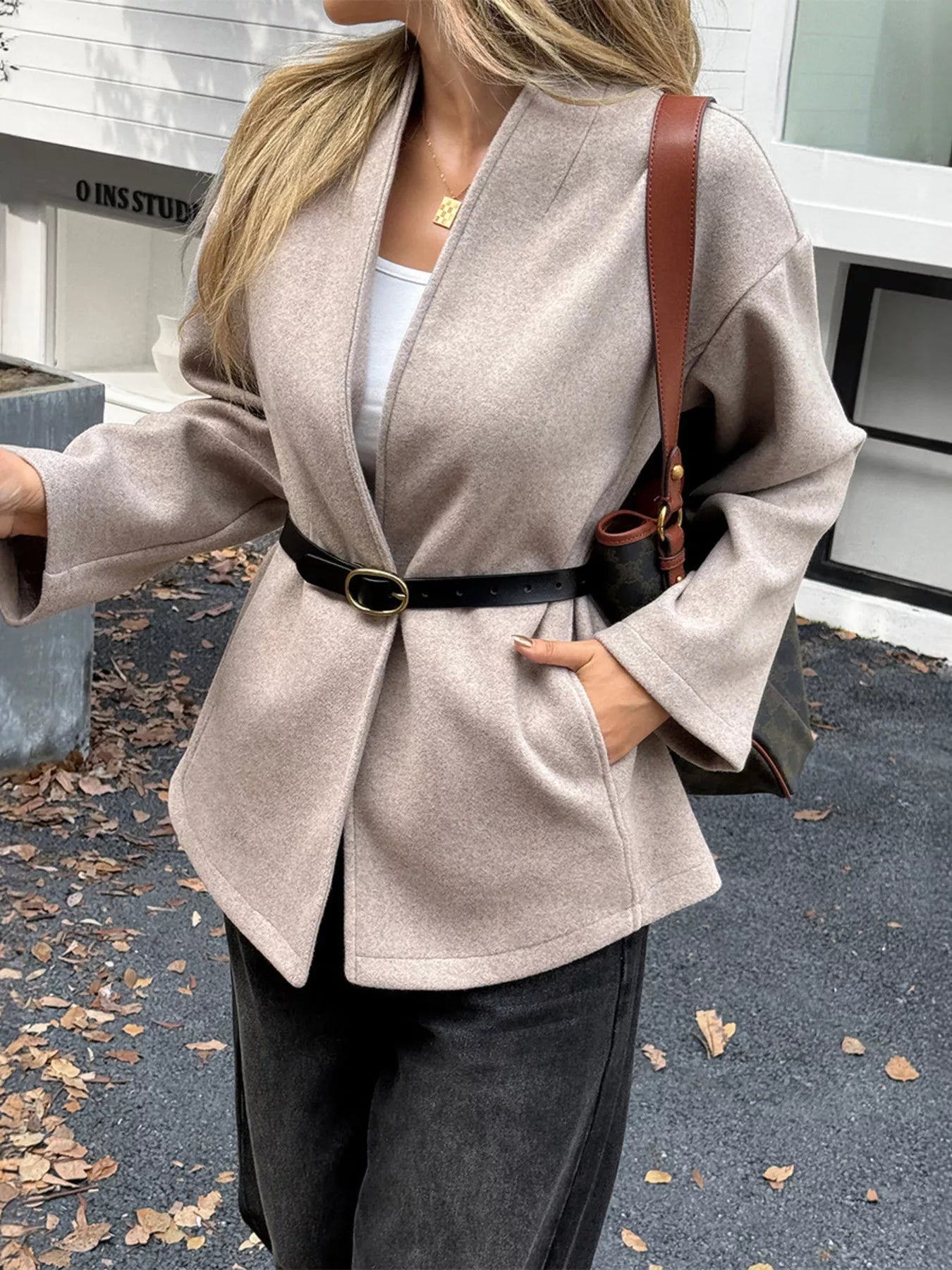 Curlyhaircode™ Open-Front Dropped-Shoulder Outerwear