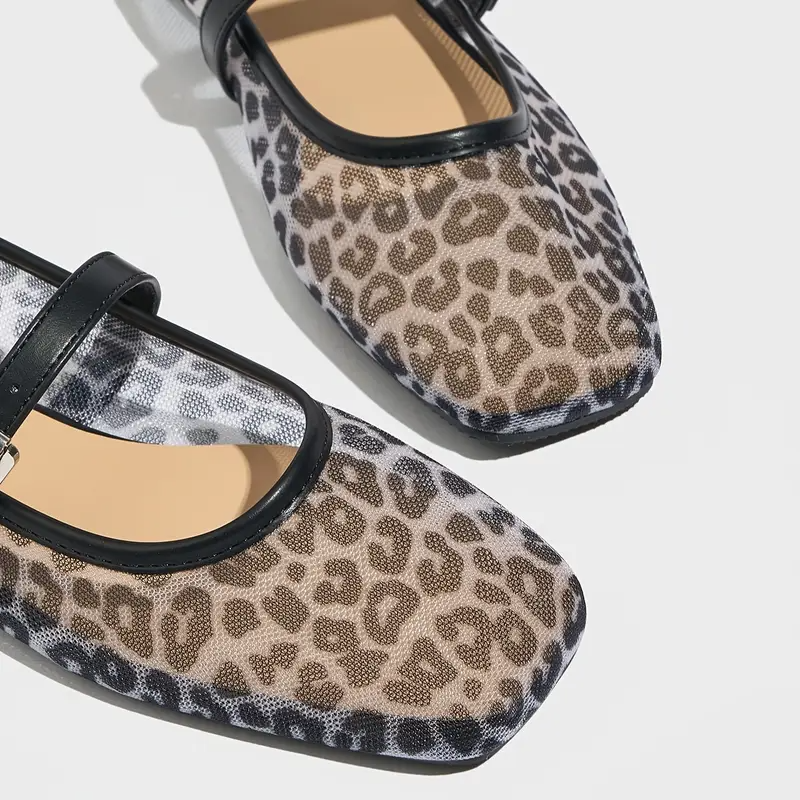 Mary Jane™ Leopard-Print Mesh Flats