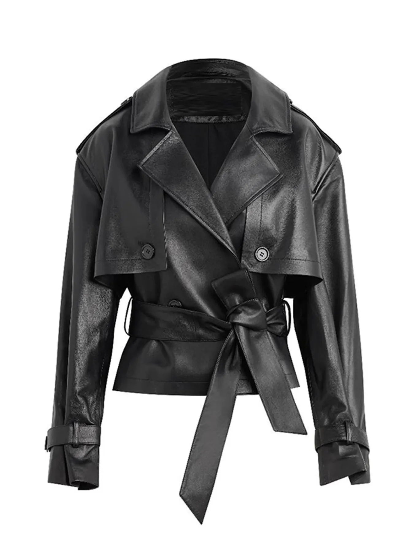 Curlyhaircode™ Leather-Belted Trench Jacket